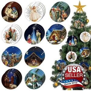 20pcs Christmas Nativity Wooden Ornaments • Hanging Window Garden Party Décor